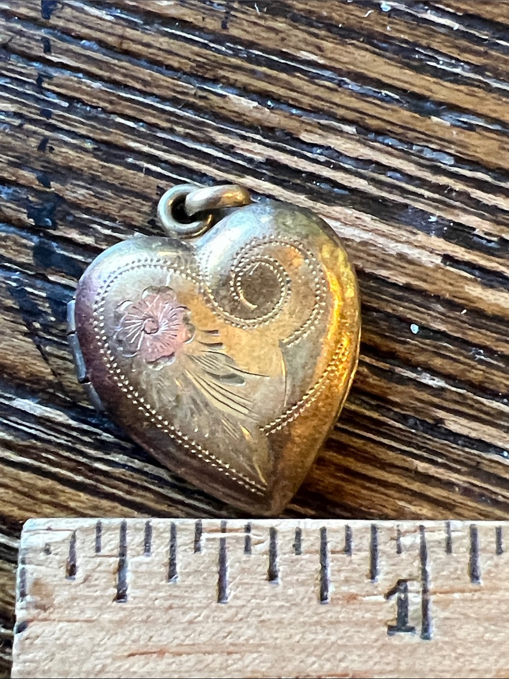 Antique gold filled silver frame heart locket